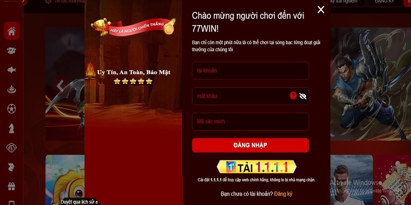 Các bước đăng nhập vào hệ thống 77win